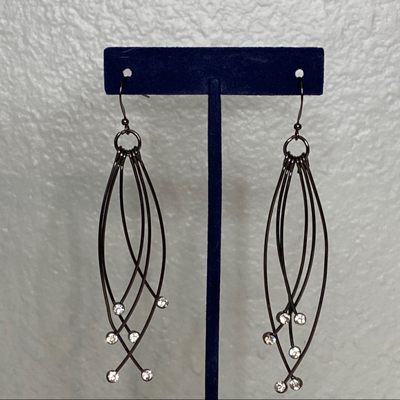 Dark Grey Metal Dangle Earrings - Picture 5 of 6